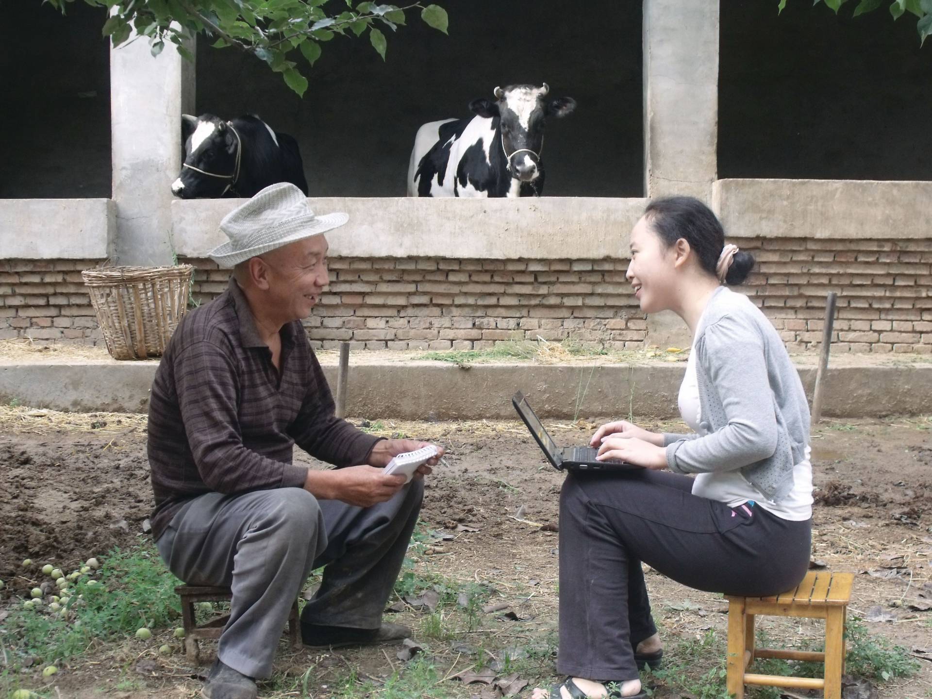 A Chinese sociologist conducts interview