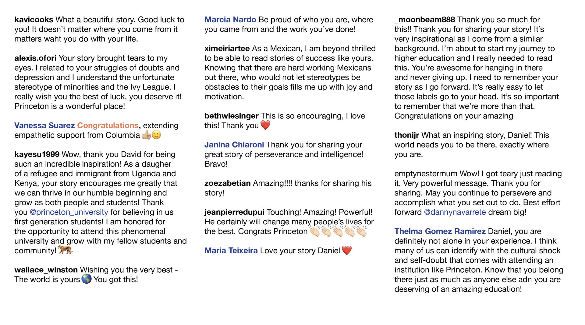 Comments on instagram and facebook posts