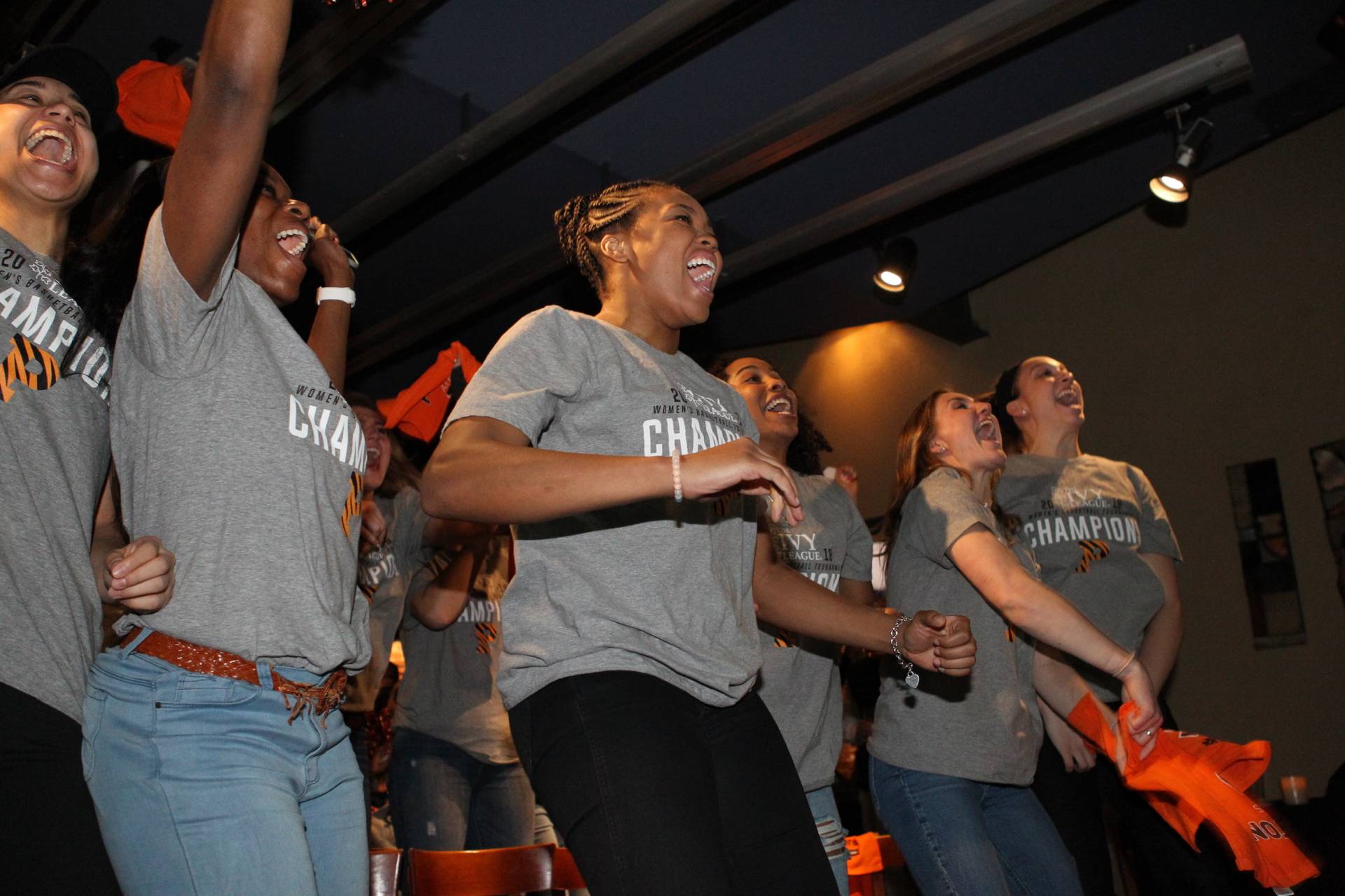 Princeton women's basketball team cheering