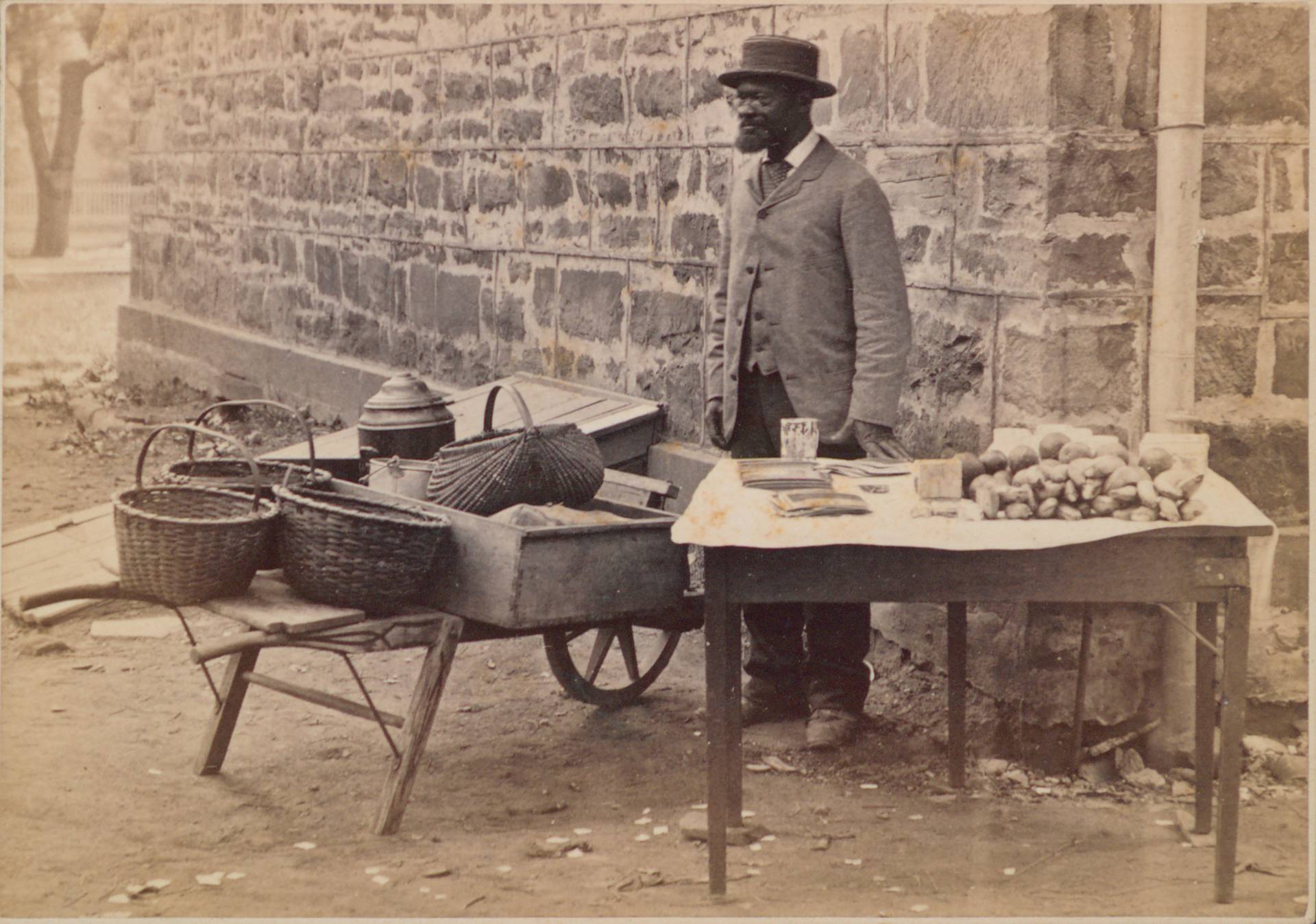 Jimmy Johnson selling fruits in front of Nassau Hall in 1881