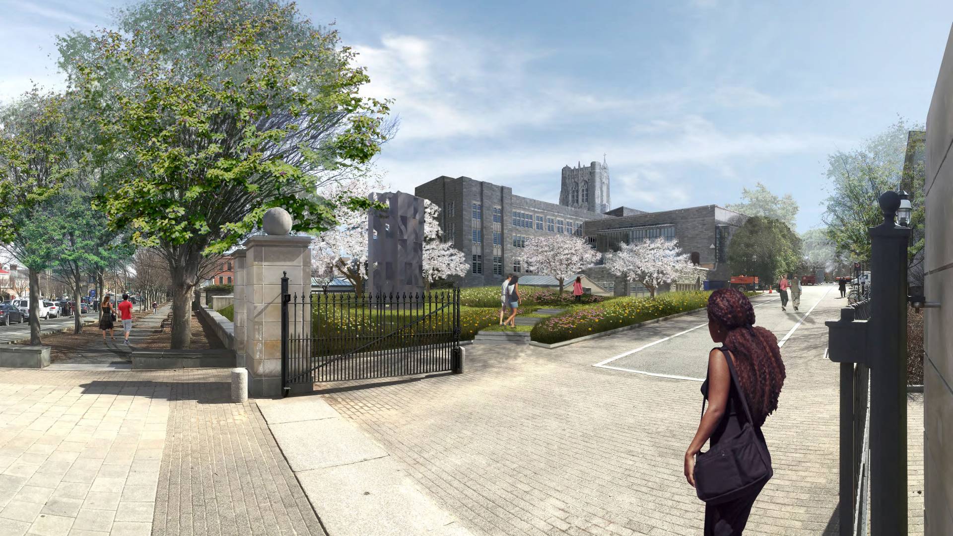 Artist's rendering of public garden near Firestone Plaza