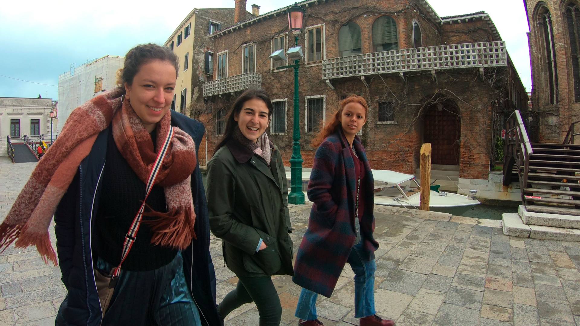 Peyton Lawrenz walking with friends in Venice