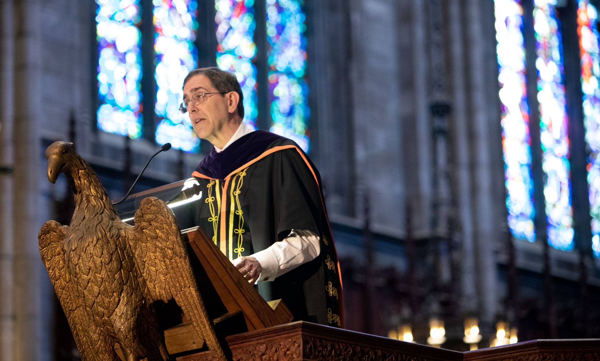 President Eisgruber at podium during Baccalaureate