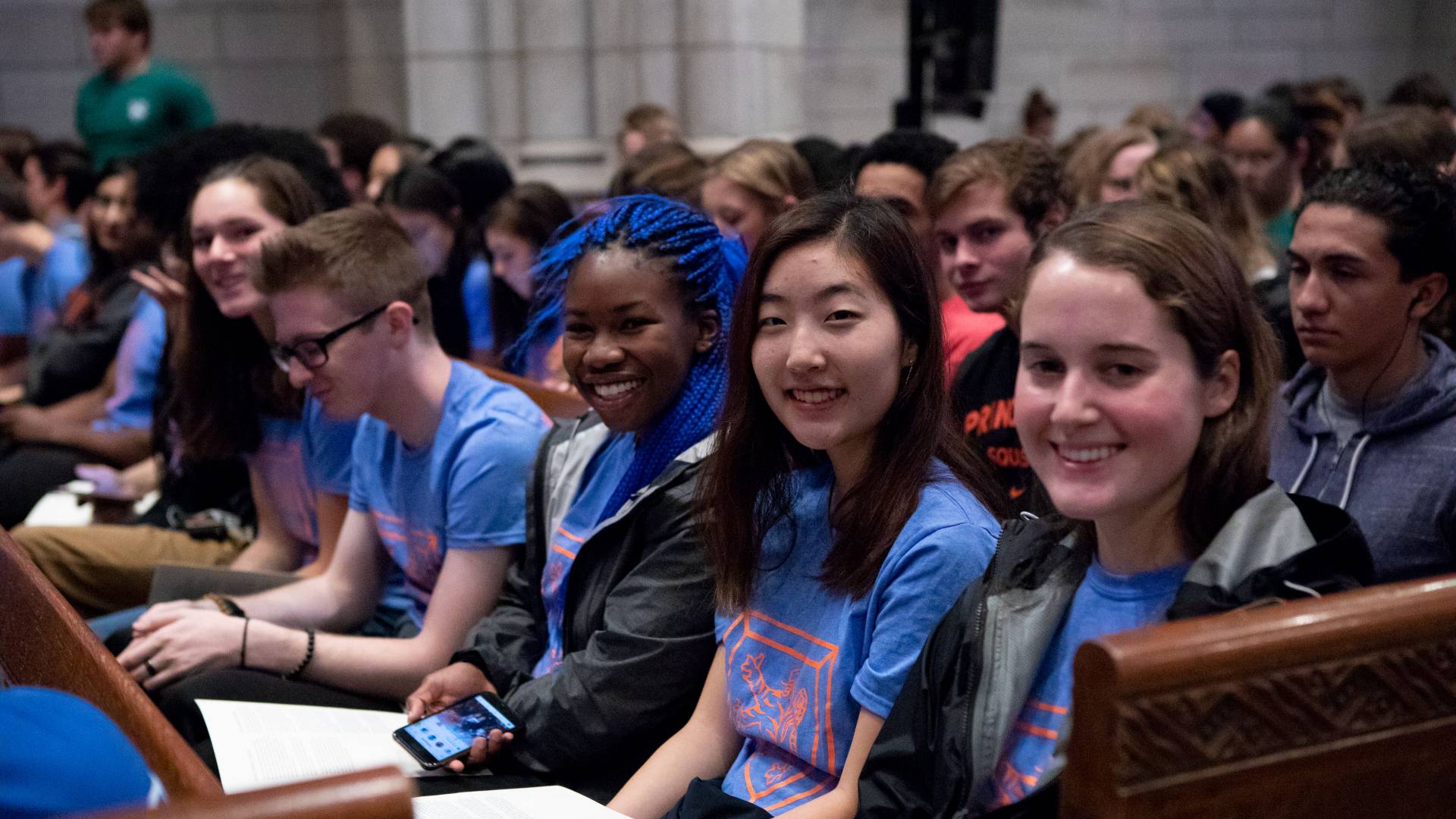 Students listening to address in Chapel