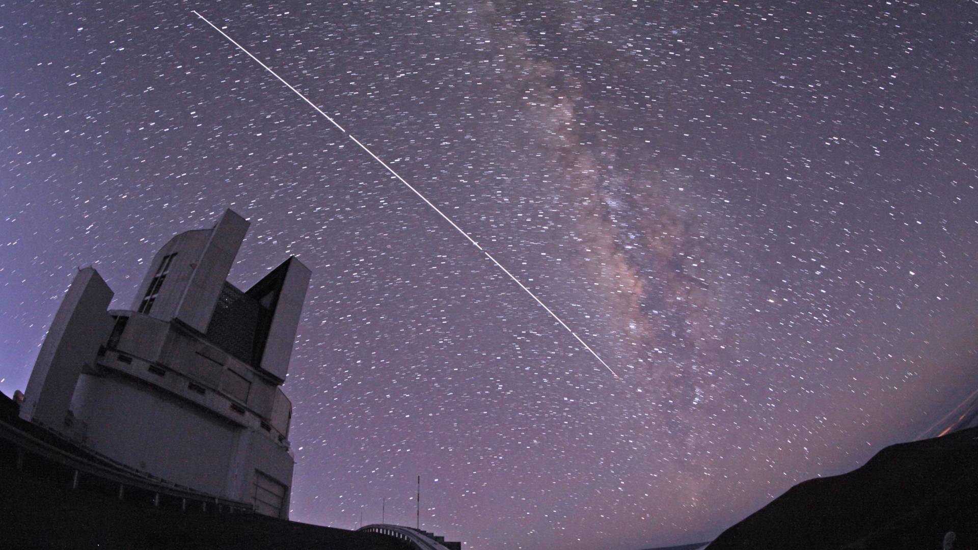 The International Space Station passing over the Subaru Telescope 