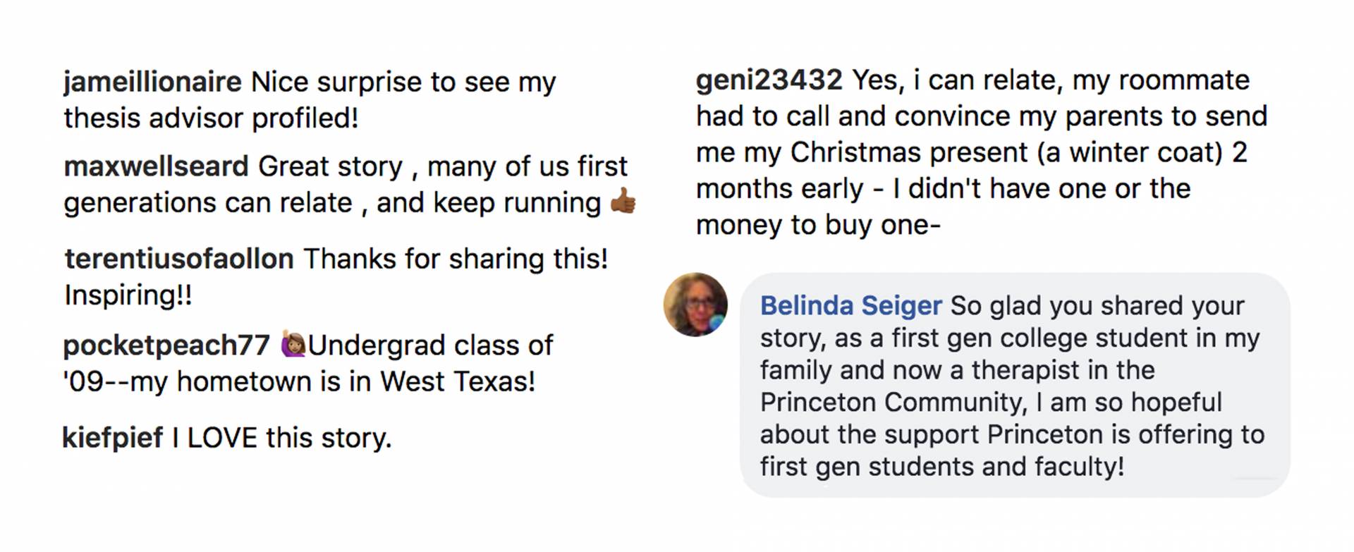 Comments from instagram and facebook