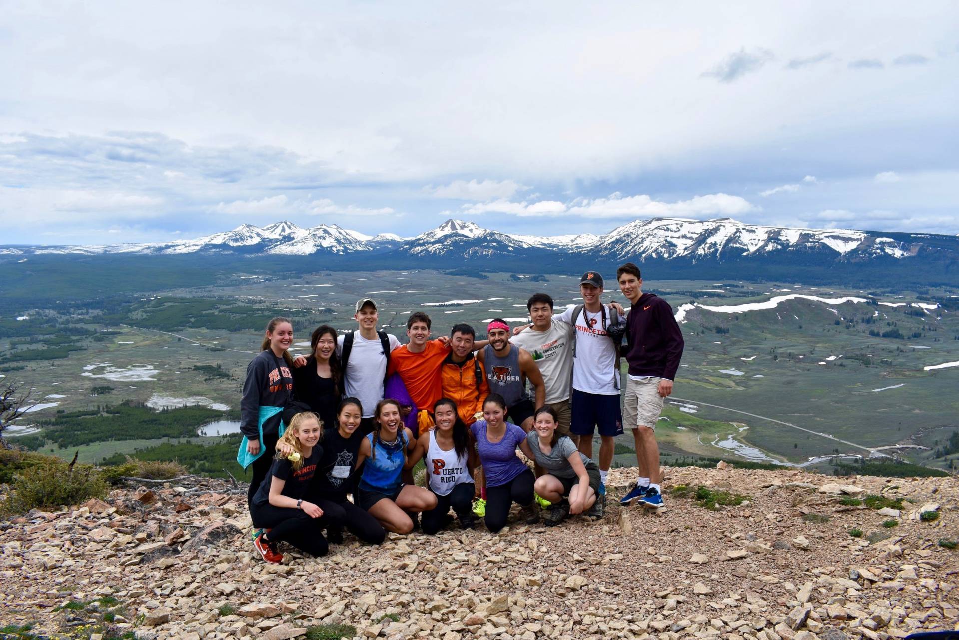 Students pose after a hike