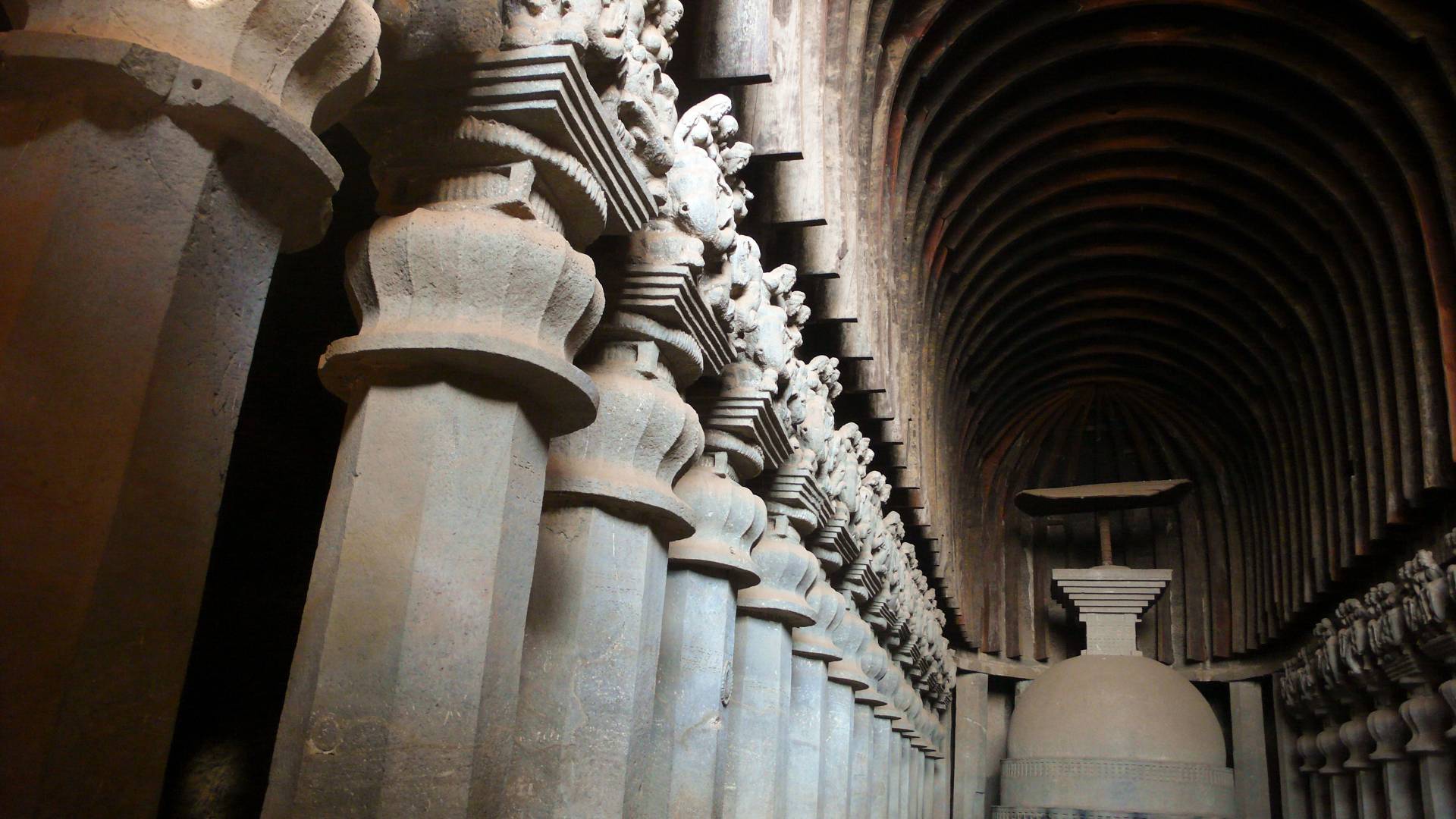 Columns from old temple in India