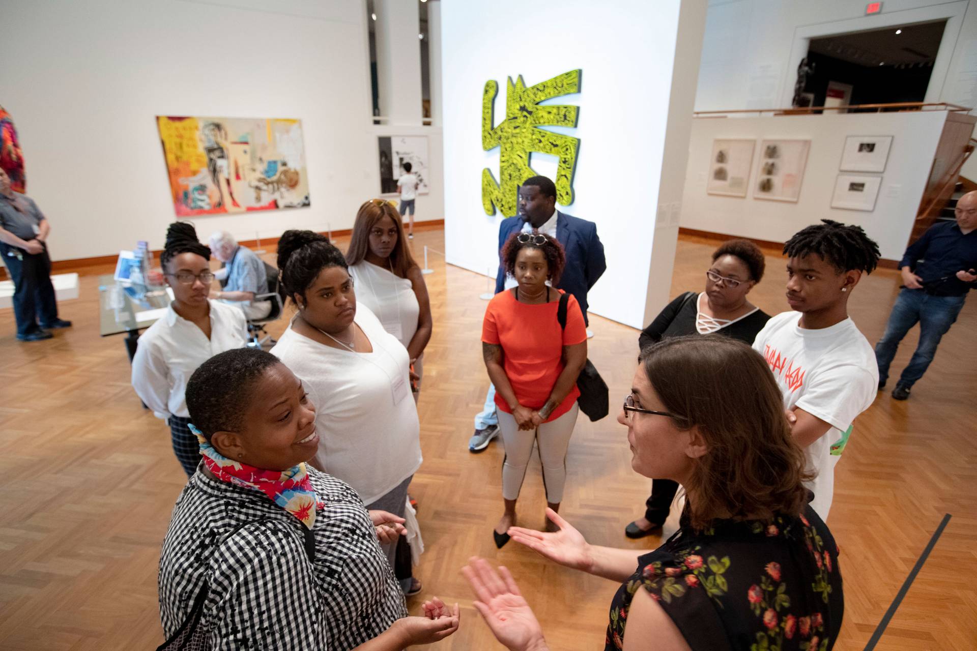 Mitra Abbaspour speaks to members of HBCUs on tour of the art museum
