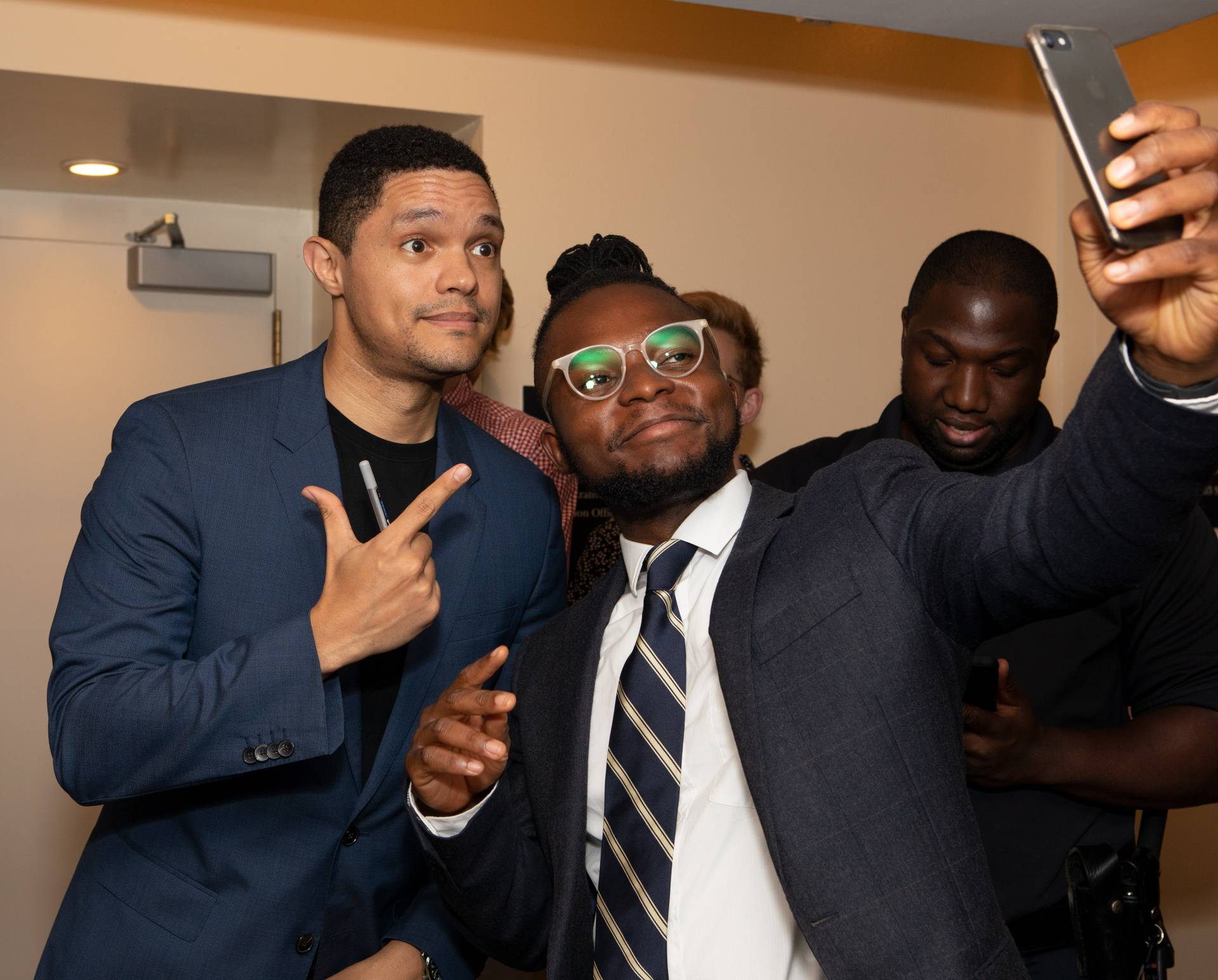 Two men take a selfie