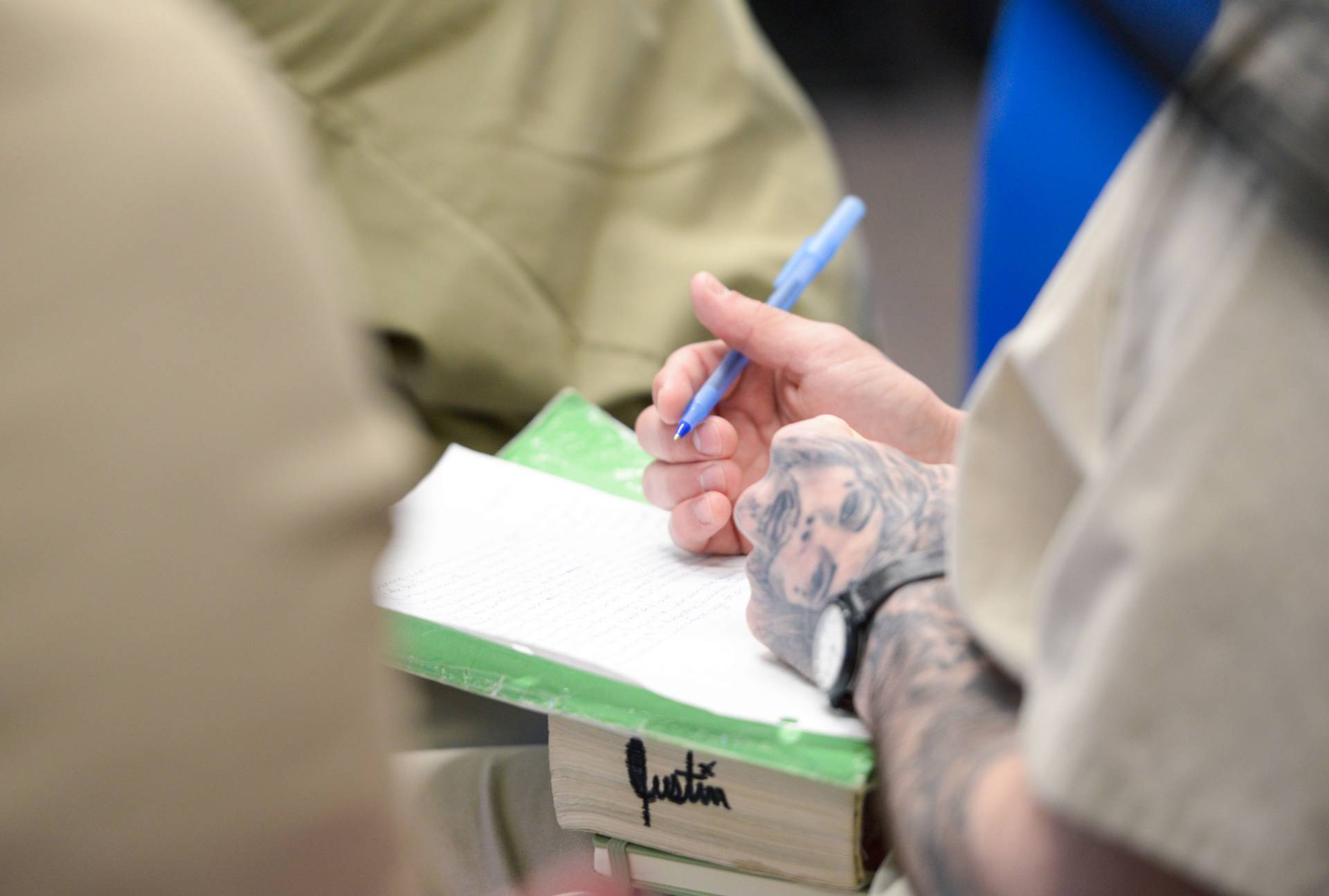 A student takes notes