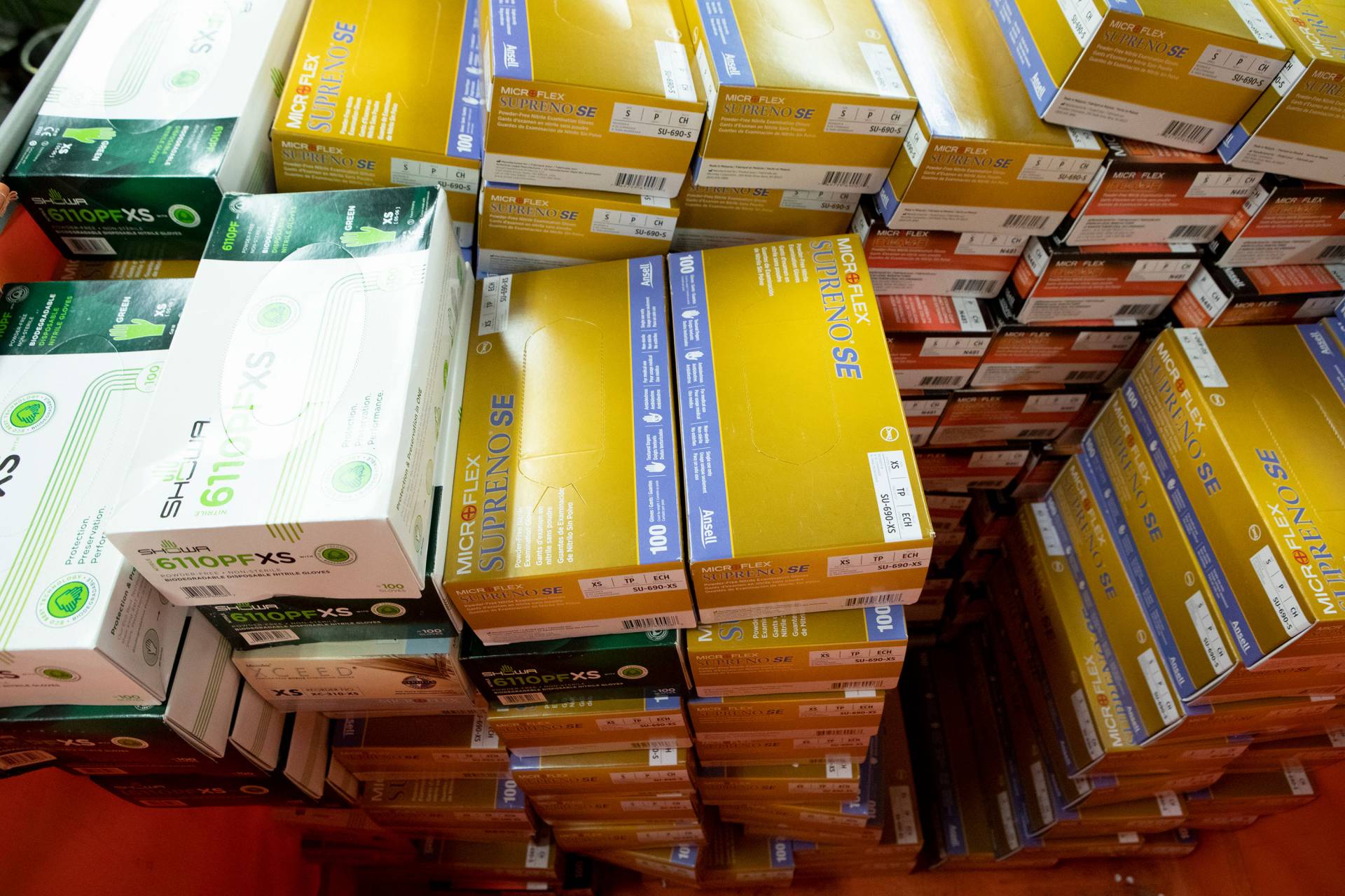 Boxes of nitrile gloves