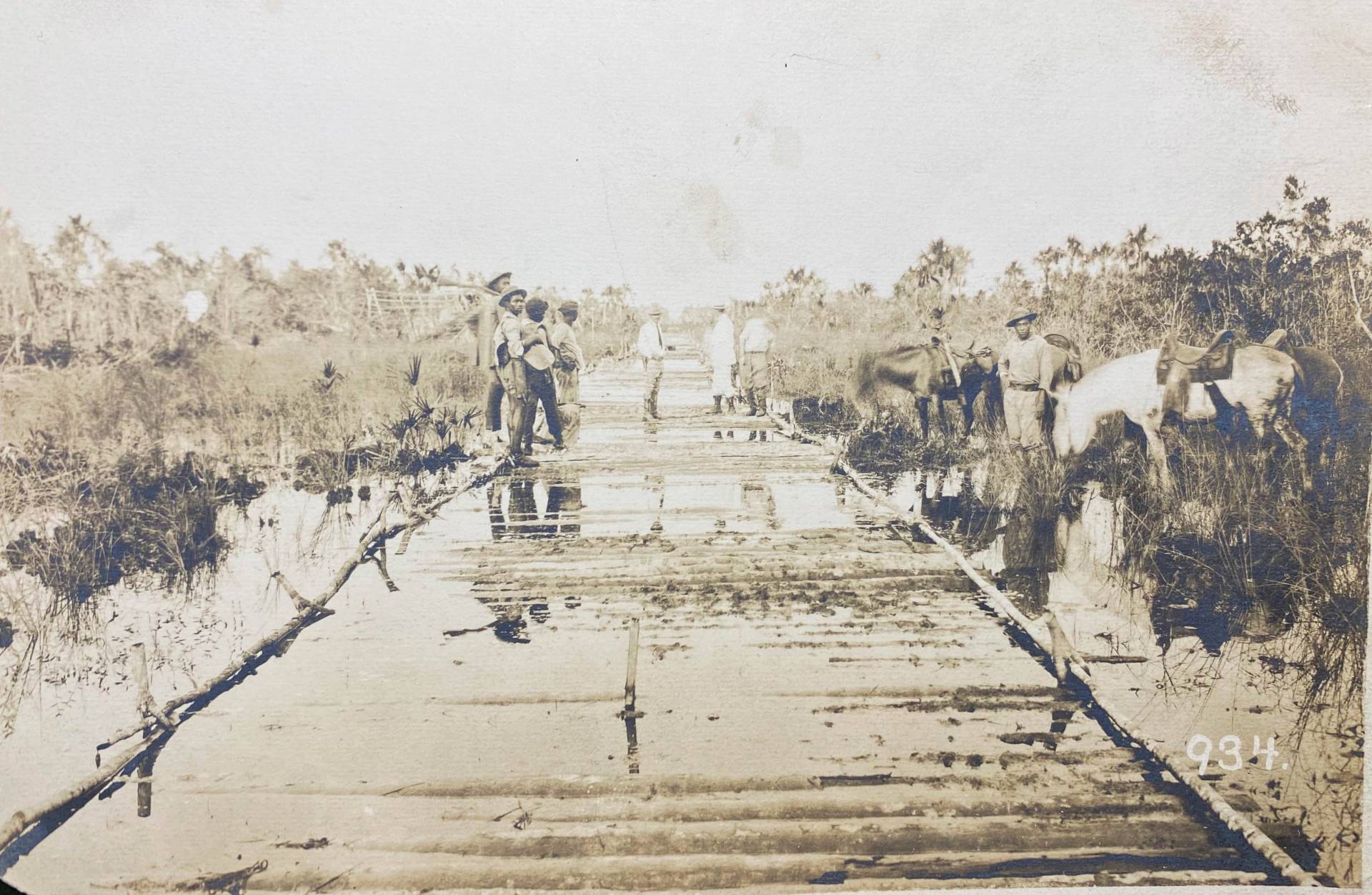 momocolor image of workers constructing one portion of a railway