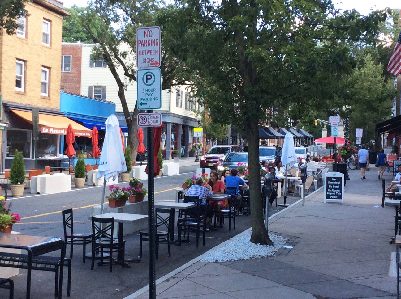 View of Witherspoon Street with outdoor dining