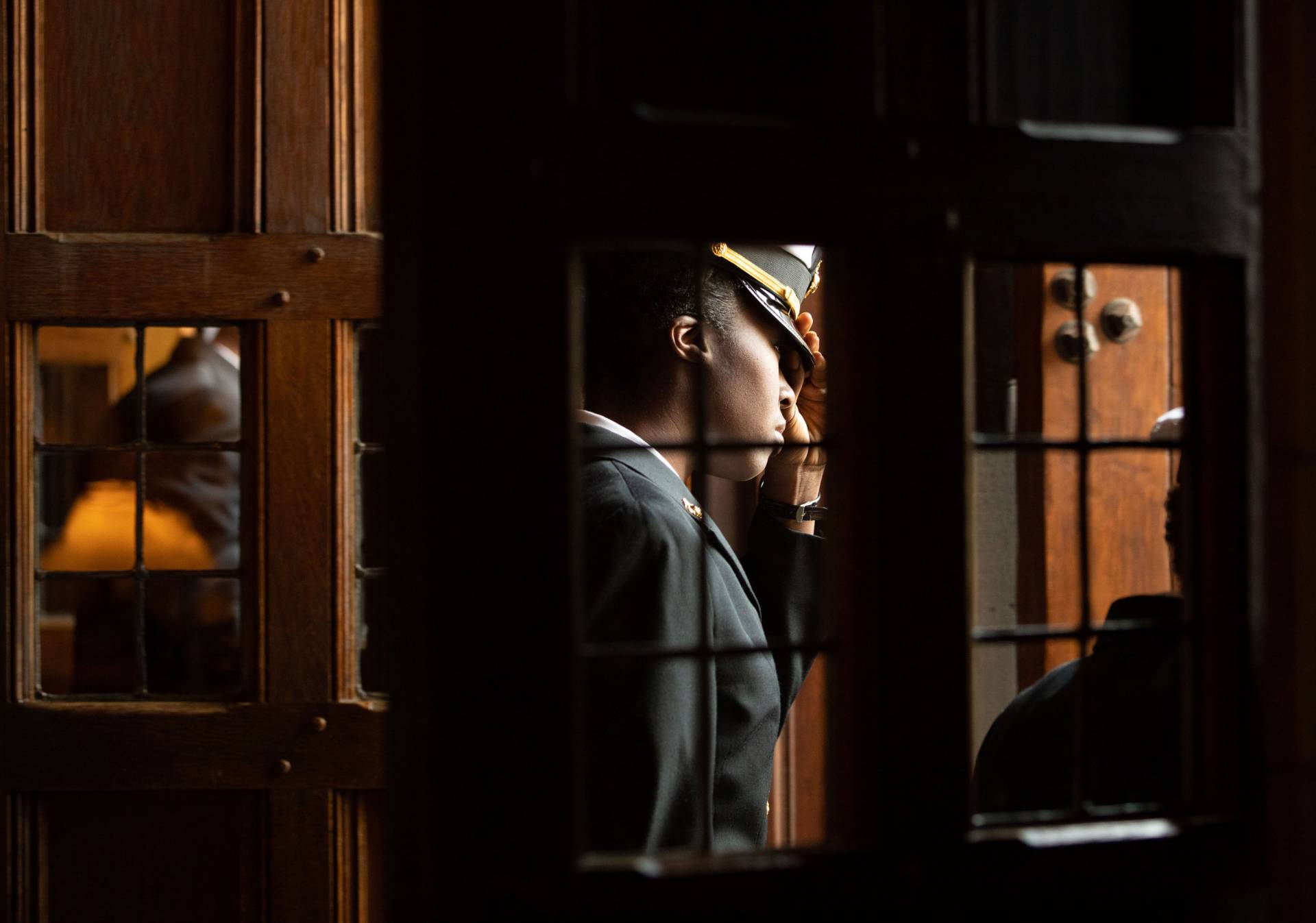 An officer, as seen in light