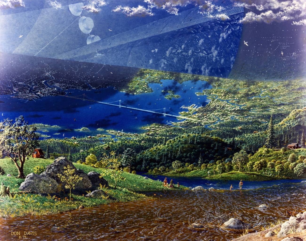 Speculative artwork depicting an Earth-like habitat