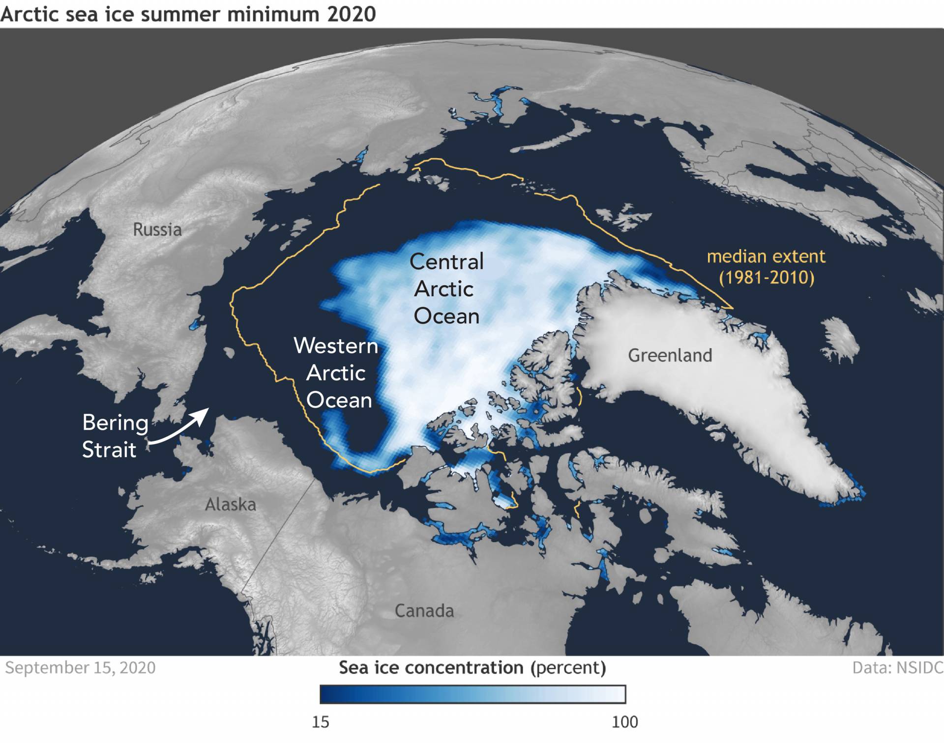 Arctic ice cover as shown from space