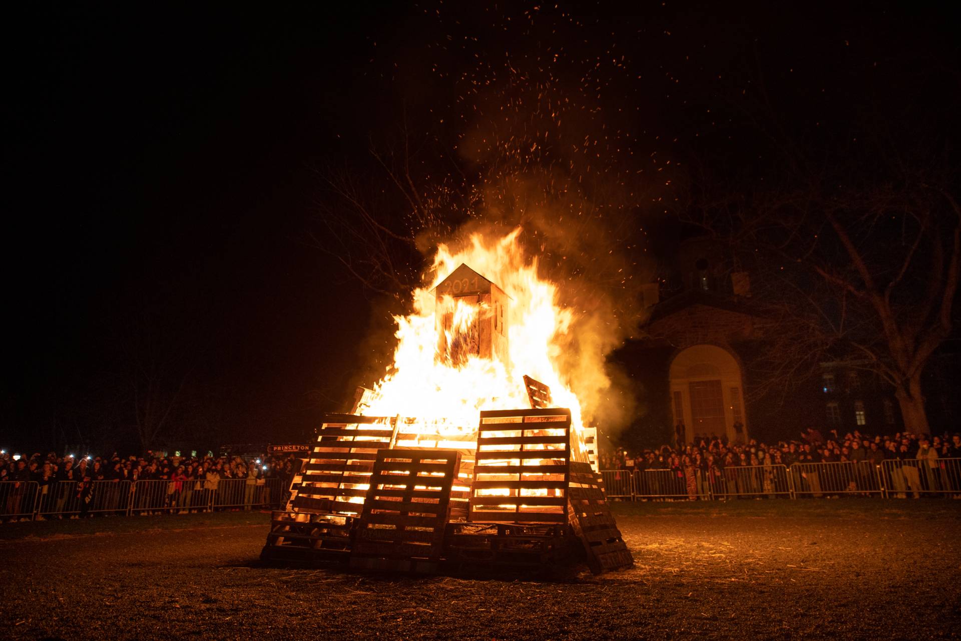 The pyre burning