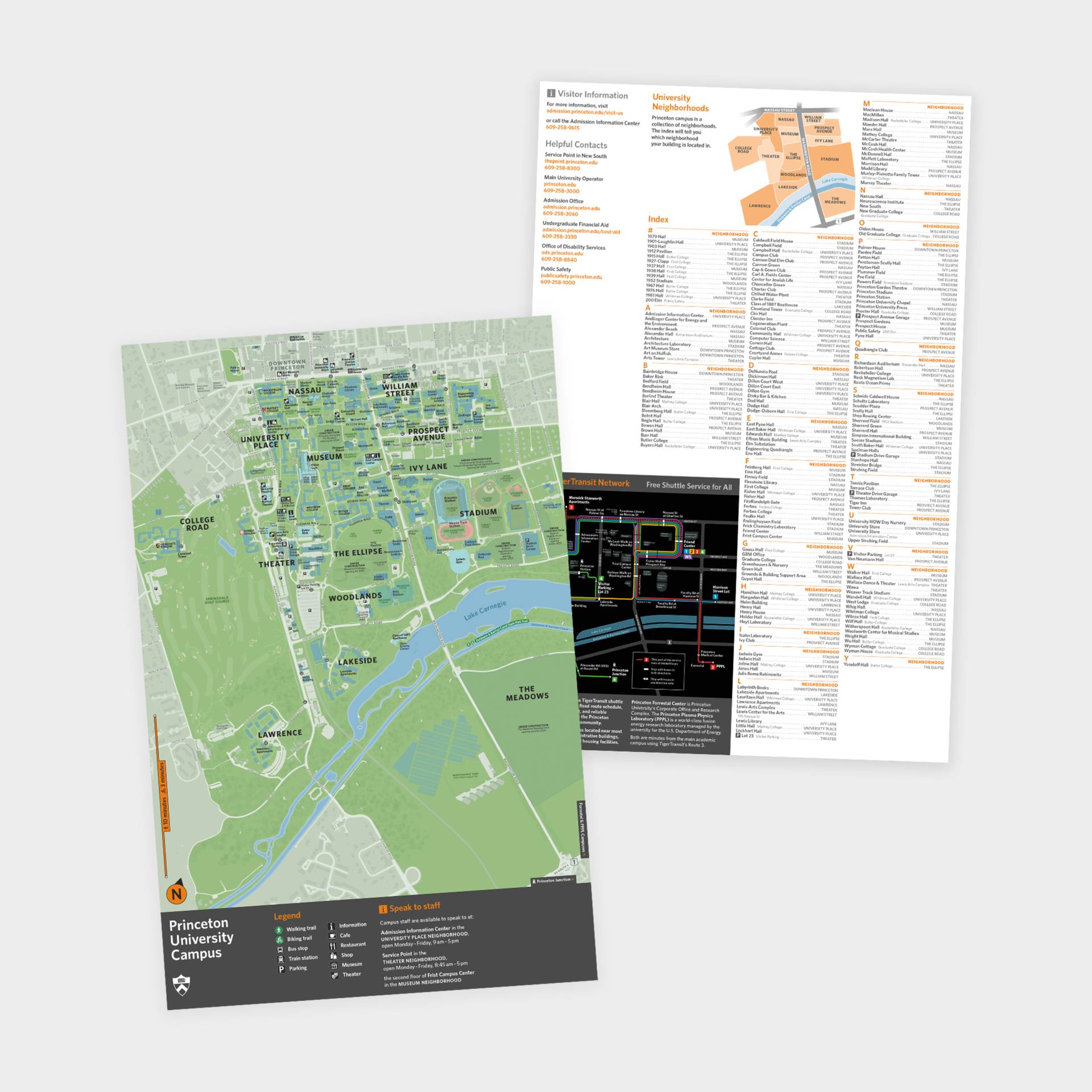 Printed visitors maps of the campus