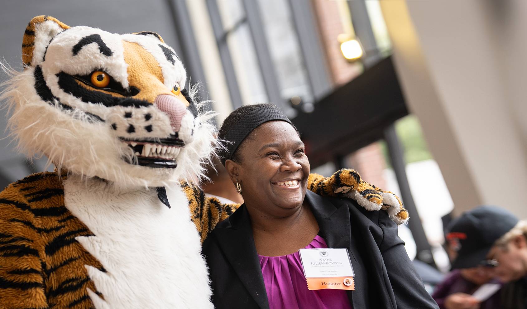 Nadia Julien-Bowser poses with the Princeton Tiger