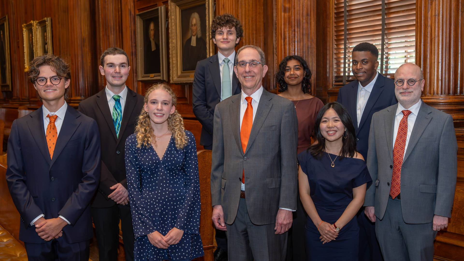 Student award winners, President Eisgruber and Dean Gordin