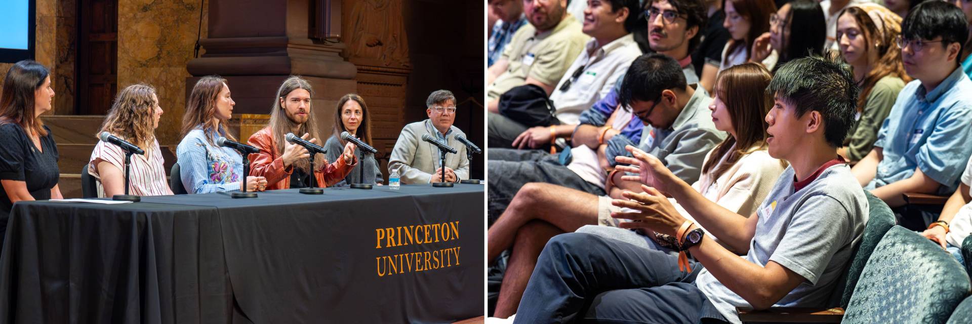 At a panel discussion, peers and faculty address the incoming graduate students.