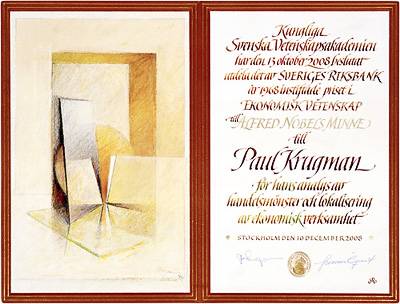 Nobel award diploma