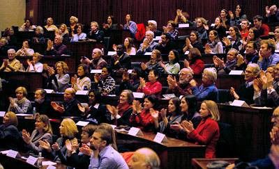 Crowd in Robertson hall