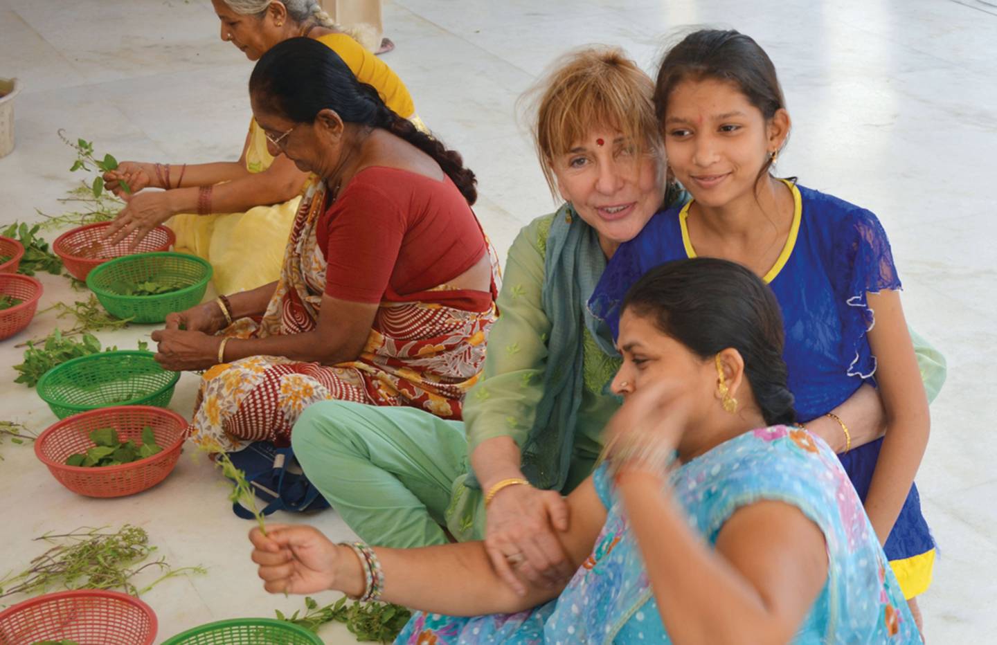 Isabelle Clark-Decès in India with an Indian family