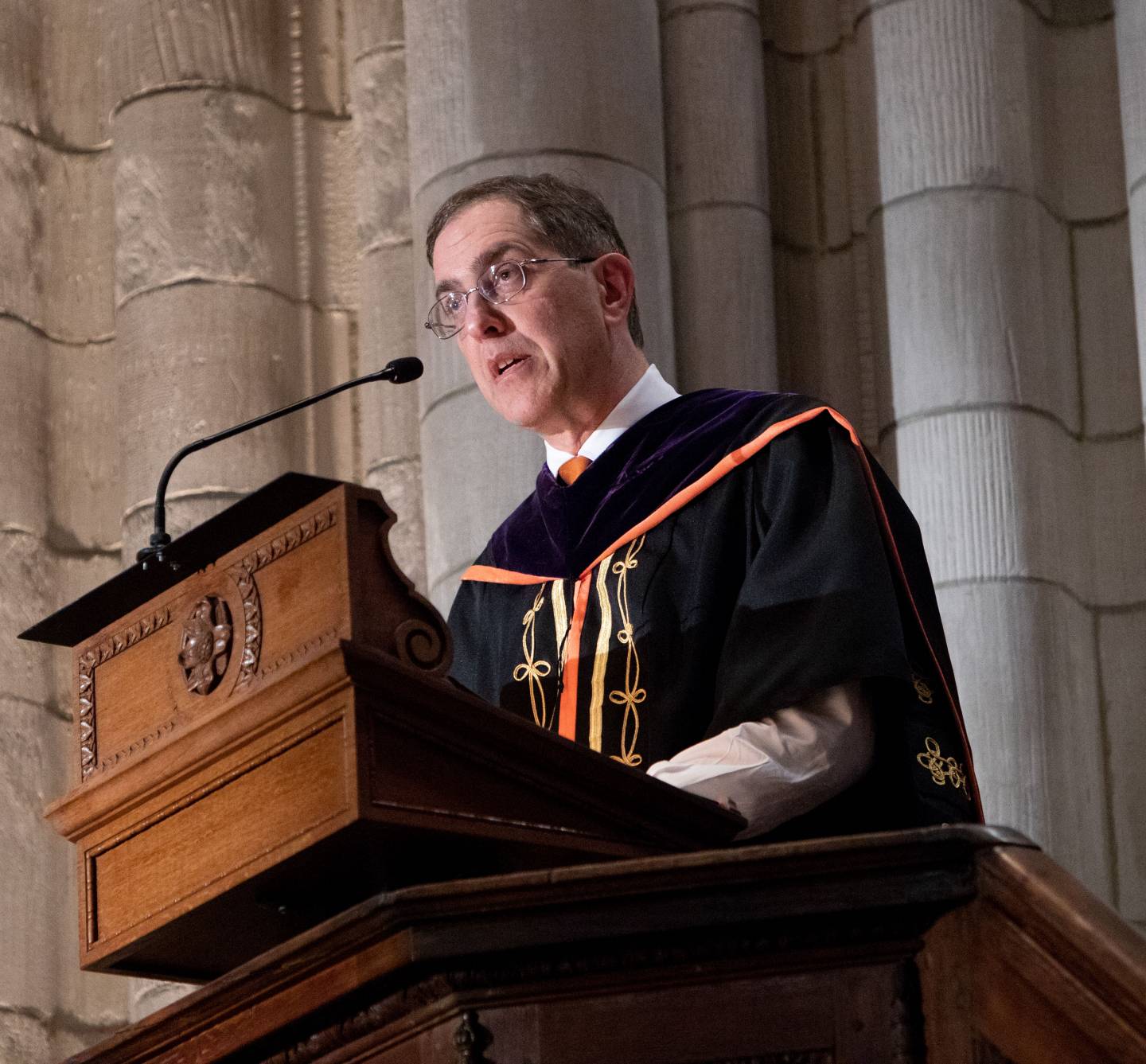 President Eisgruber at podium during Opening Exercises