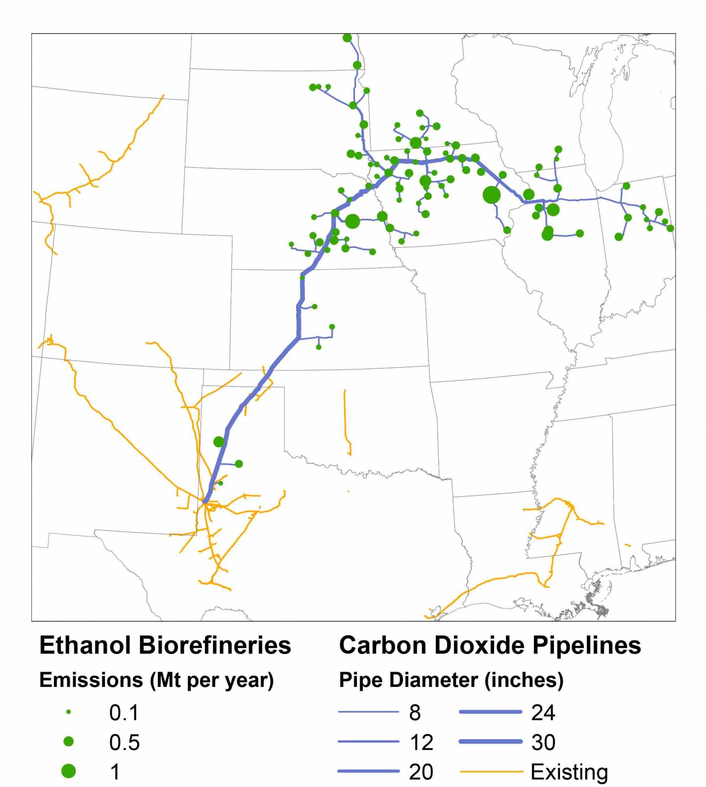 Pipeline network for carbon storage (detail)
