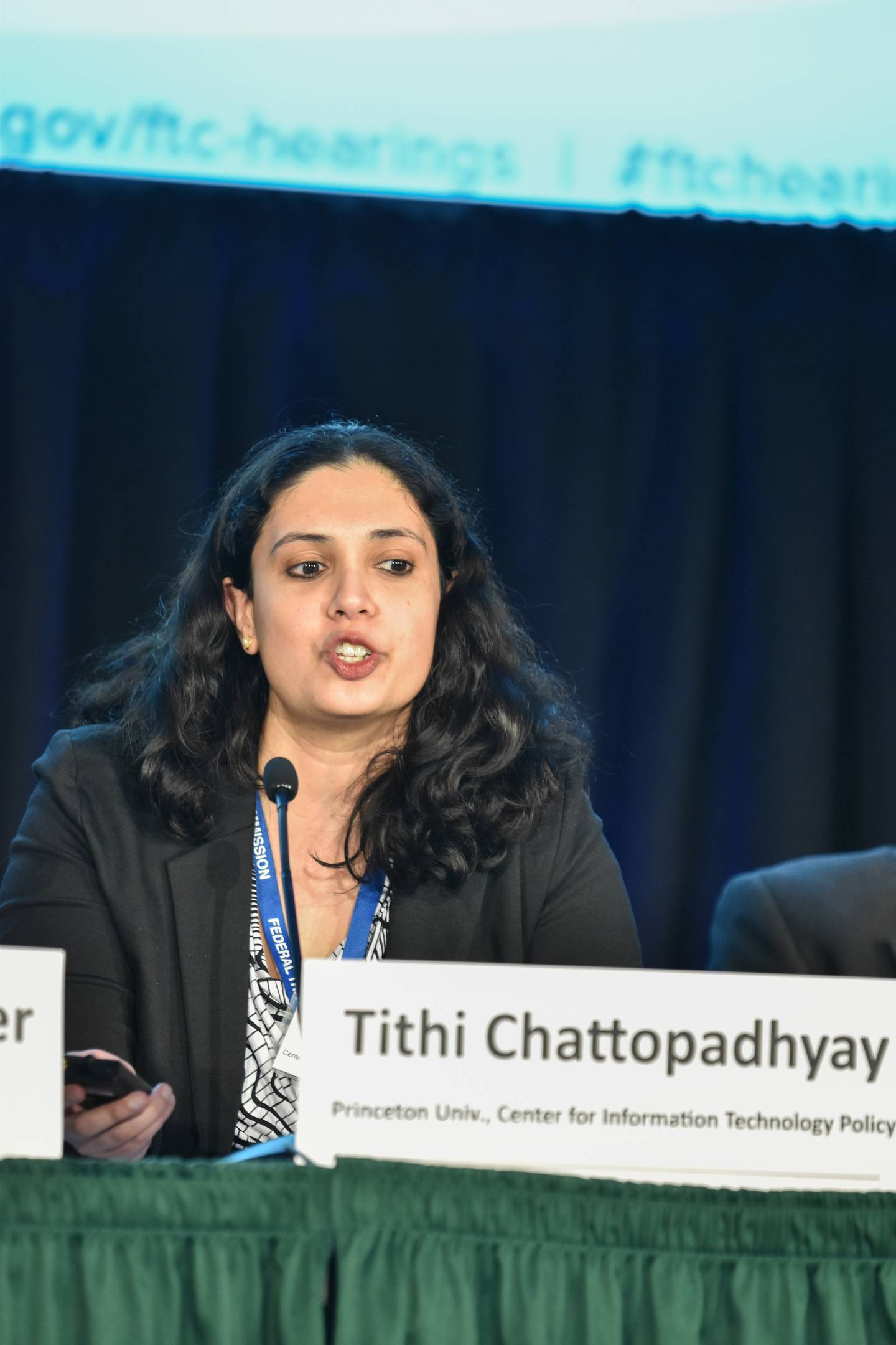 Tithi Chattopadhyay speaking on a panel