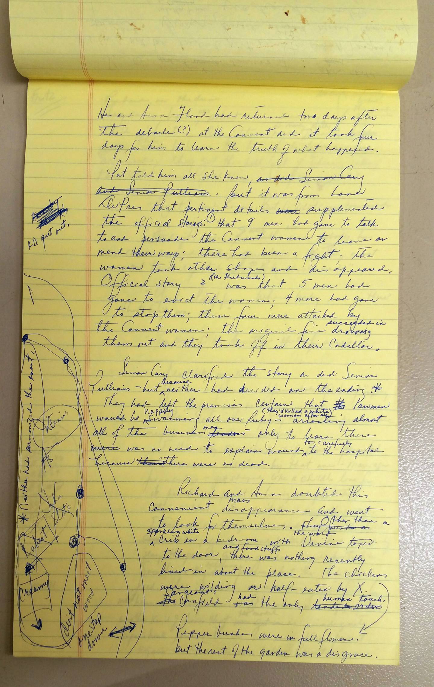 Toni Morrison's writing on a legal pad — from her novel "Paradise"