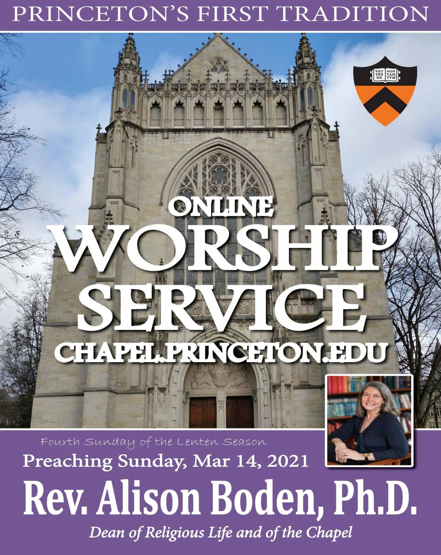 Sunday Worship Service with Rev. Alison L. Boden, Ph.D., Dean of Religious Life and of the Chapel, Princeton University - Vimarsana News