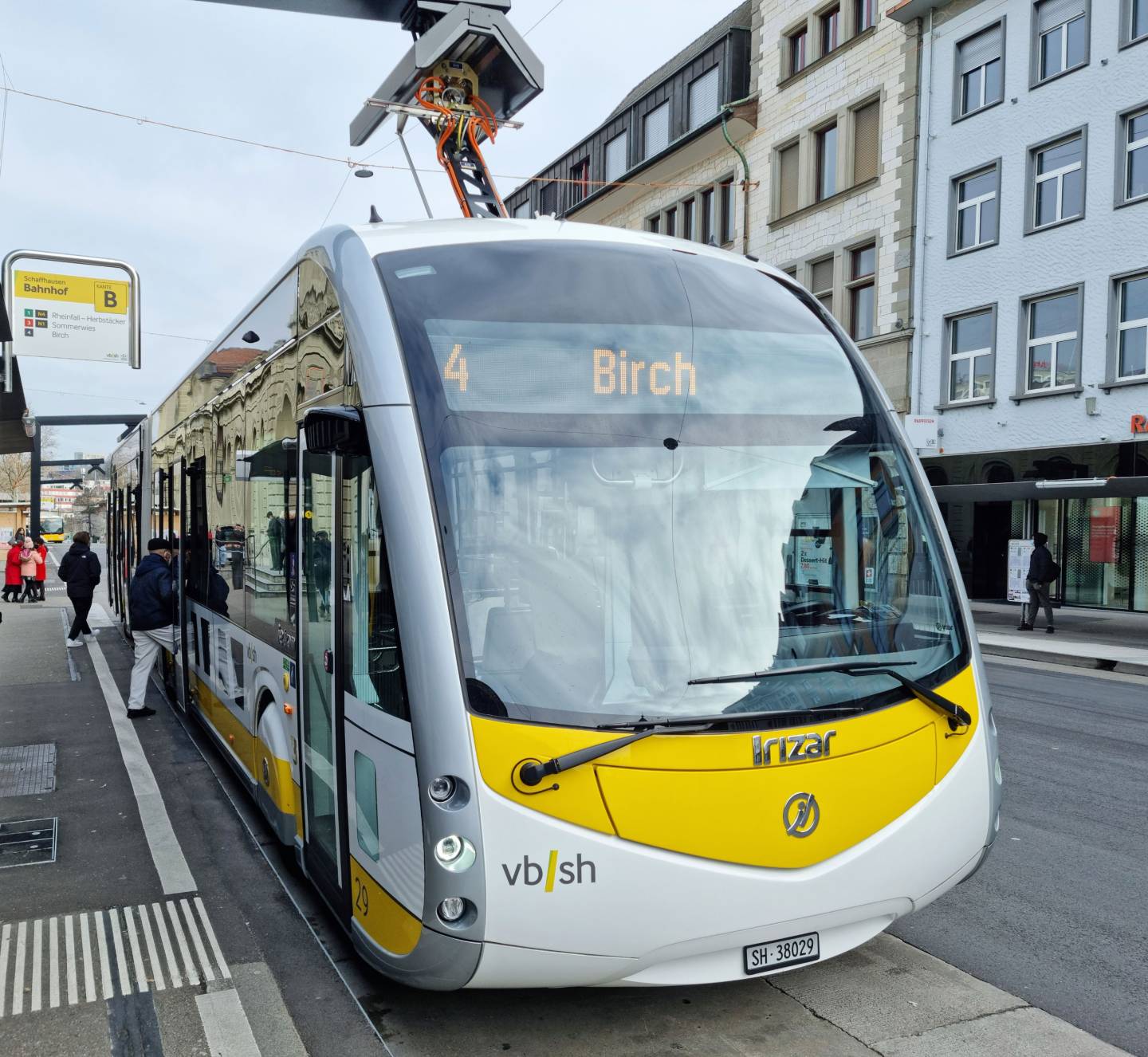 An electronic bus in Schaffhausen, Switzerland
