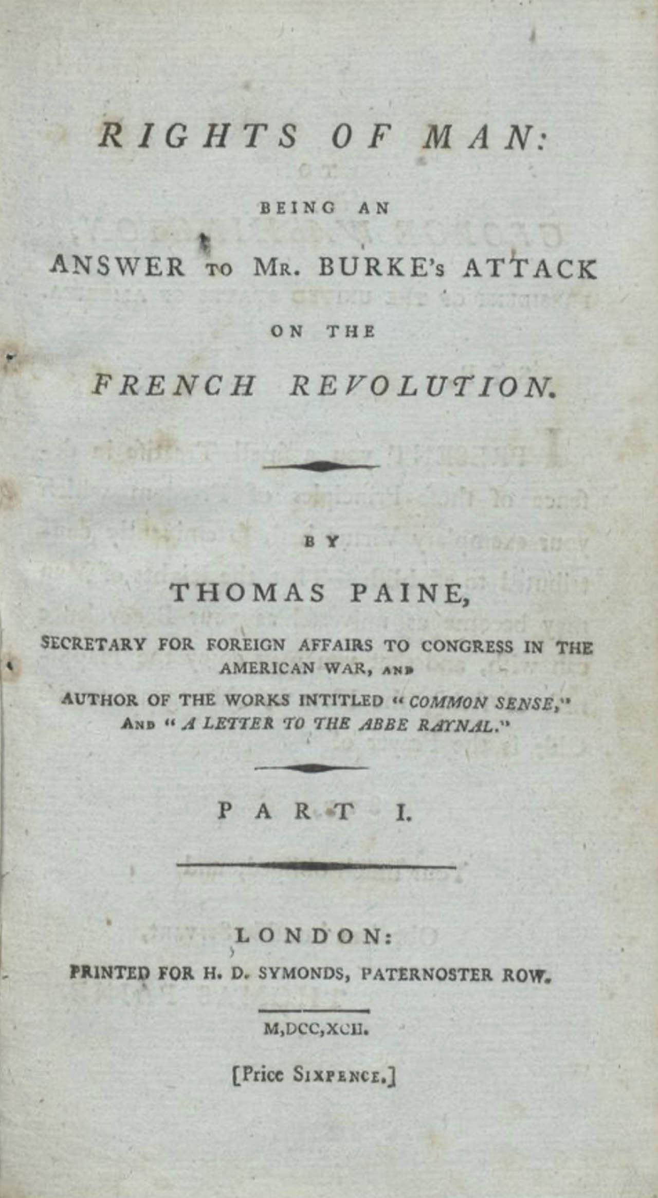 Title page of the Rights of Man
