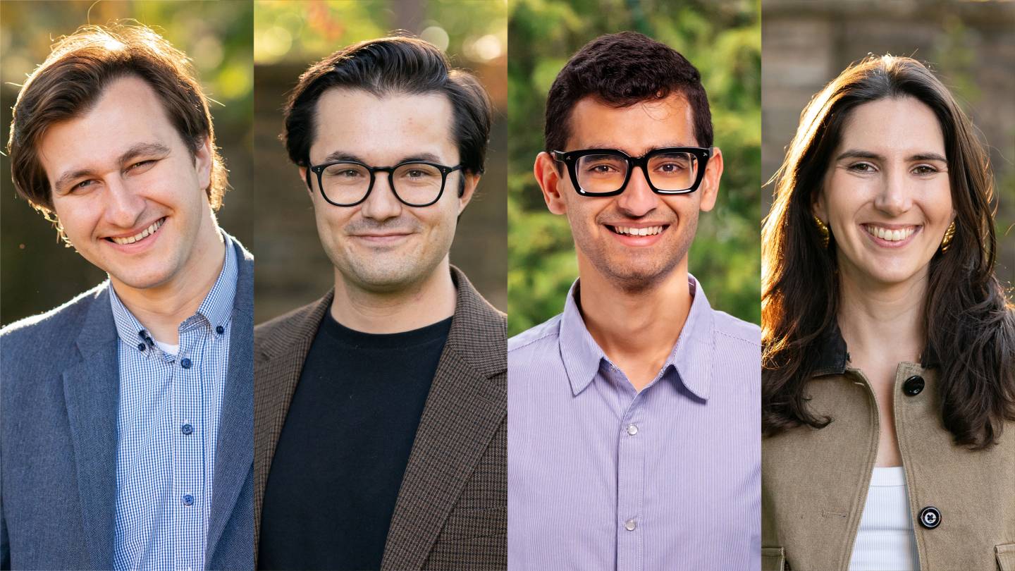 Jacobus Fellows: Decker, Geadah, Kapoor and Rozinov win Princeton’s top graduate student honor