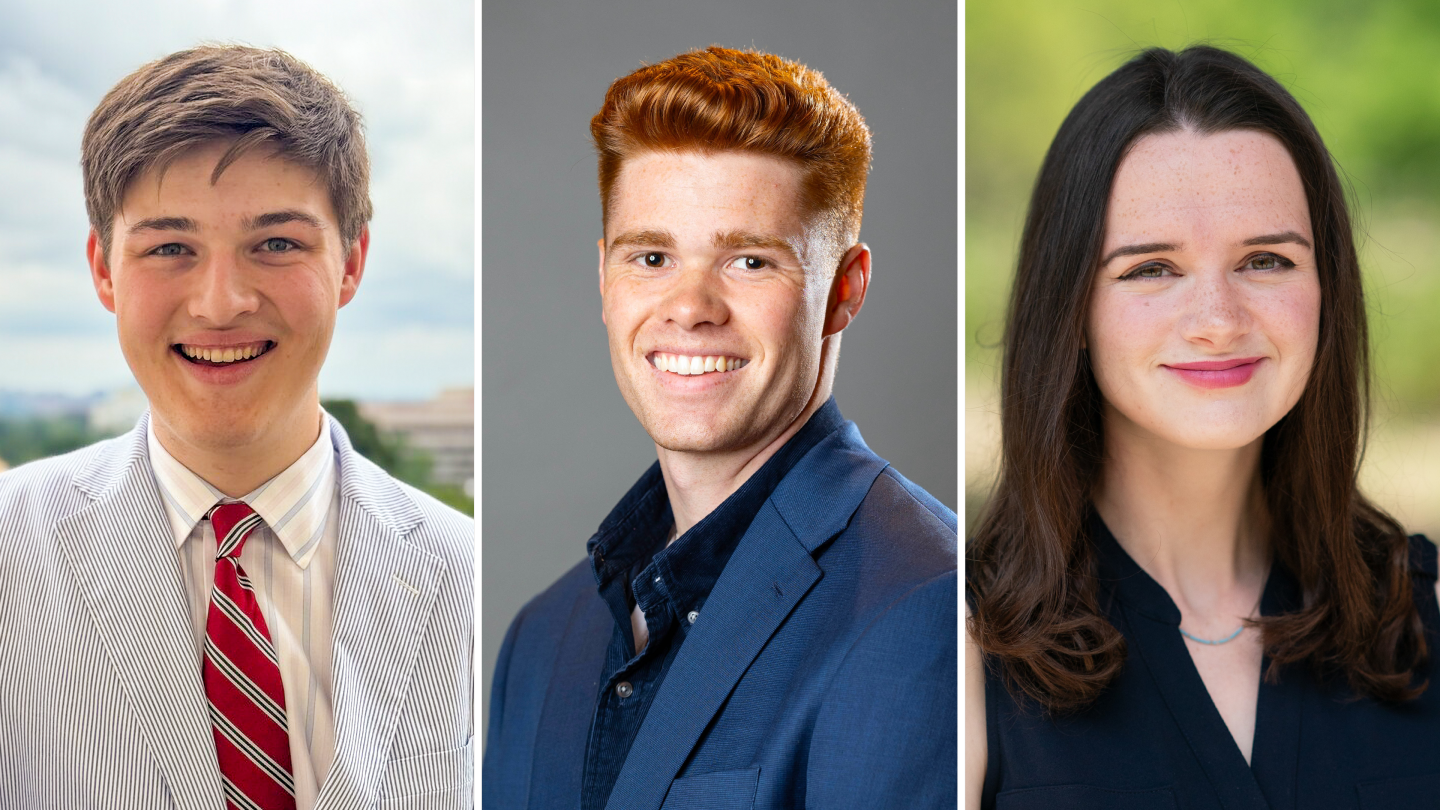 Seniors Zach Gardner and Joe Silva, alumna Helena Drake receive Barry Scholarship for study at Oxford