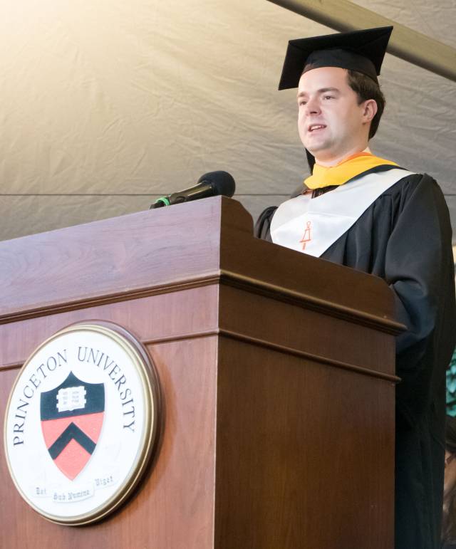 Grant Storey giving Commencement 2017 salutatorian address