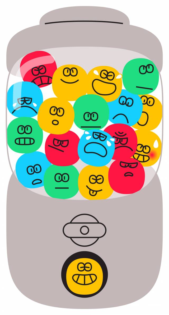 Emoticons packed into a vending machine