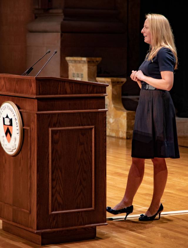 Sarah-Jane Leslie speaking at Graduate School orientation