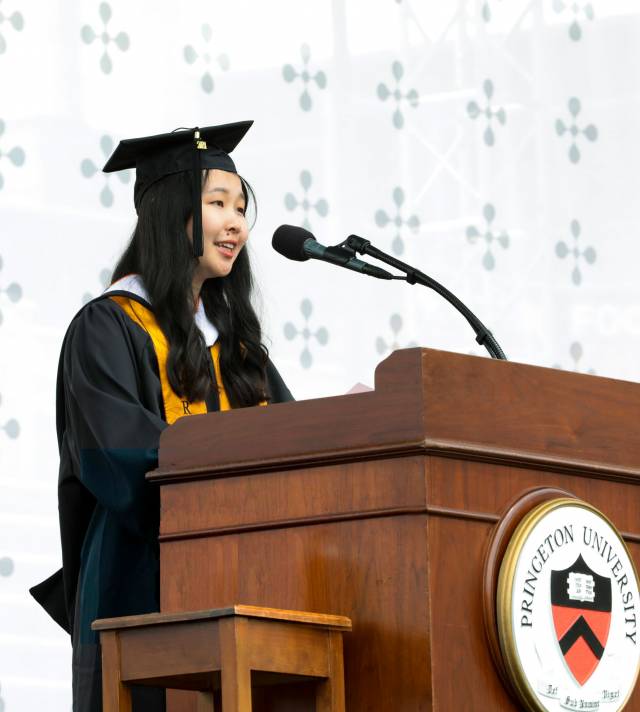 Lucy Wang at the podium