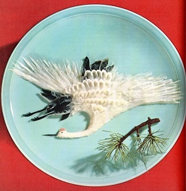 Crane folded from fugu (puffer fish)