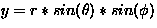 $y=r*sin(\theta )*sin(\phi )$