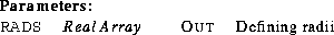 \begin{parameters}
\param{RADS}{Real Array}{Out}{Defining radii}\end{parameters}