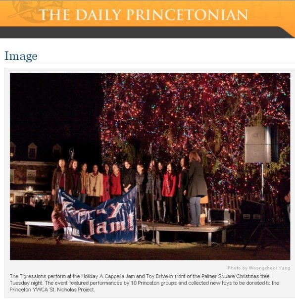 Tigressions at the Princeton Holiday A Cappella Jam, December 2008